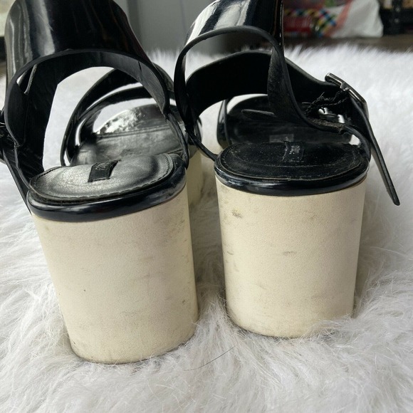 Forever 21 Shoes Sz 7.5 Black Platform Sandals Strappy Minimalist Y2K Festival - Picture 7 of 10